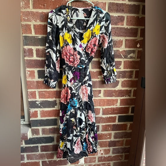 Lucky Brand Abstract Floral Midi Wrap Dress Size XS - Picture 4 of 11